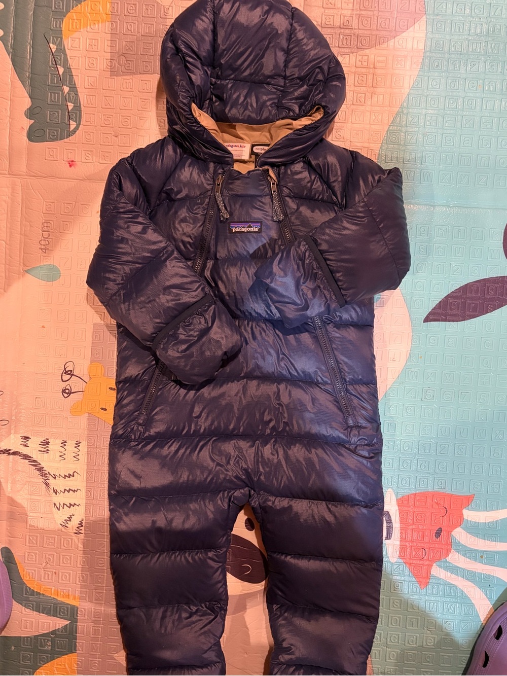 Patagonia Navy Infant Puffer Snowsuit with Hood 12-18 months